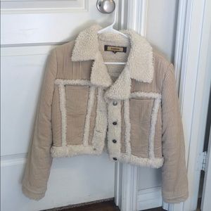 BEBE Sherpa Lined Corduroy Jacket